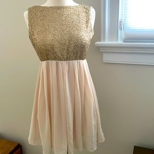 Gold sequin detail mini dress